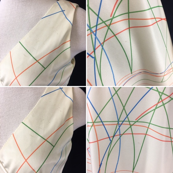 Vintage 70s Two Piece Cream & Neon Scribbles Dress - Picture 6 of 6